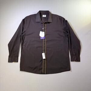 Tayion Men's Slim-Fit Trim Solid Dress Shirt brown/gold 18-18.5 36-37 $60